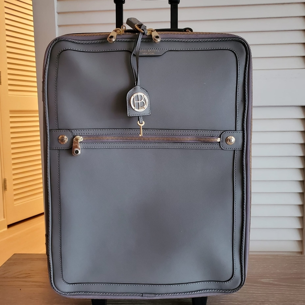 henri bendel Gray Leather Carry-On Cabin Suitcase